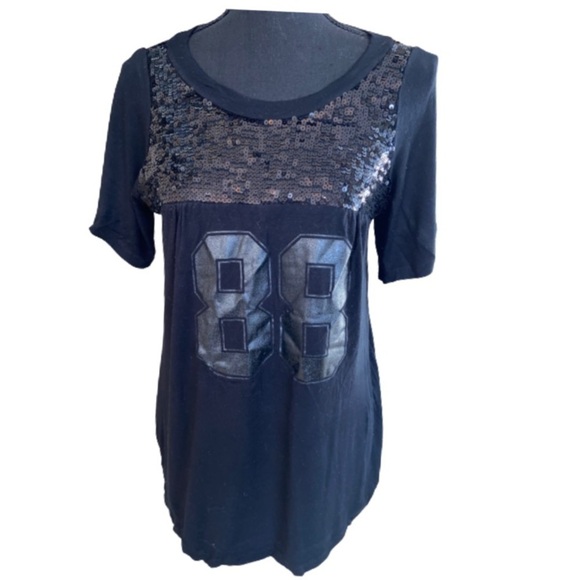 Team 88 Black T-shirt with Sequin Chest - Picture 2 of 13